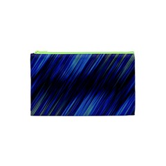 Indigo and Black Stripes Cosmetic Bag (XS) from ArtsNow.com Front