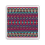 Boho Red Teal Pattern Memory Card Reader (Square)