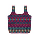 Boho Red Teal Pattern Full Print Recycle Bag (S)