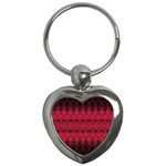 Boho Red Black Pattern Key Chain (Heart)