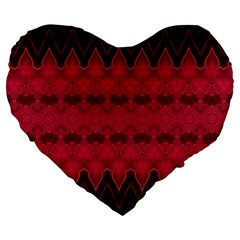 Boho Red Black Pattern Large 19  Premium Heart Shape Cushions from ArtsNow.com Front
