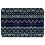 Boho Navy Teal Violet Stripes Large Doormat 