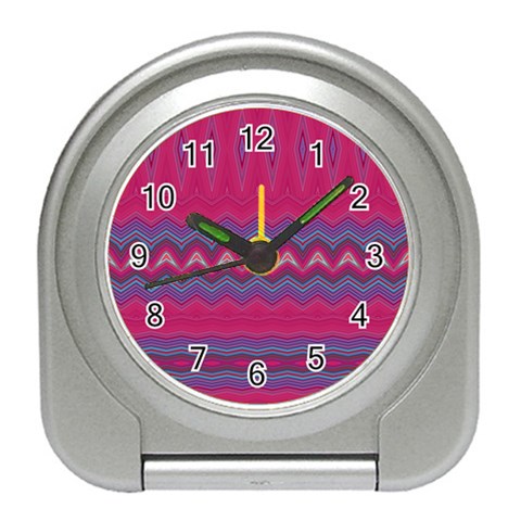 Magenta Blue Stripes Travel Alarm Clock from ArtsNow.com Front