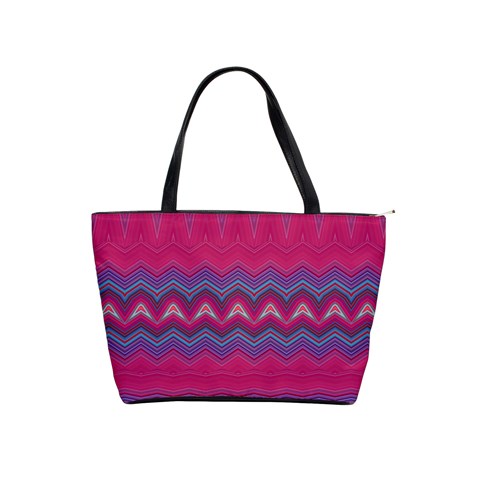 Magenta Blue Stripes Classic Shoulder Handbag from ArtsNow.com Front