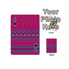Magenta Blue Stripes Playing Cards 54 Designs (Mini) from ArtsNow.com Front - Spade4