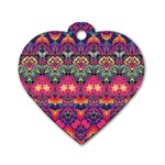 Boho Colorful Pattern Dog Tag Heart (One Side)