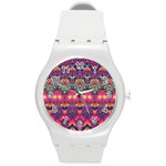 Boho Colorful Pattern Round Plastic Sport Watch (M)