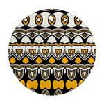 Boho Black White Yellow Round Ornament (Two Sides)