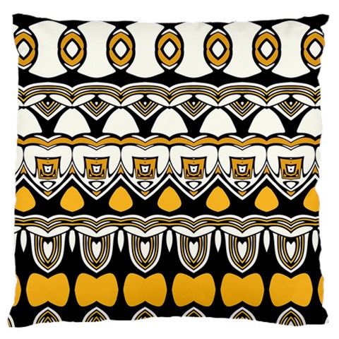 Boho Black White Yellow Large Cushion Case (One Side) from ArtsNow.com Front