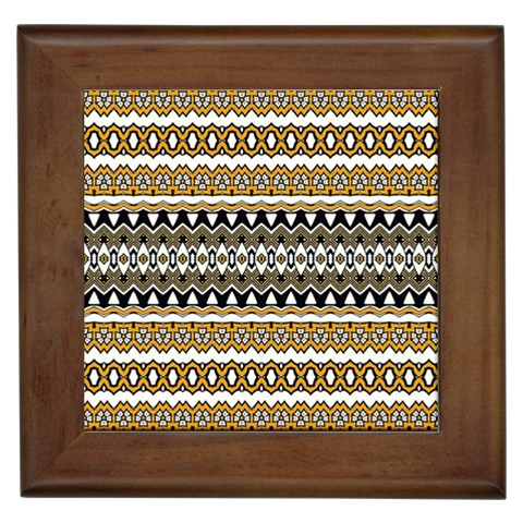 Boho Black Yellow Floral Print Framed Tile from ArtsNow.com Front
