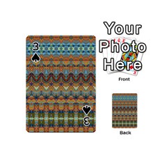 Boho Earth Colors Pattern Playing Cards 54 Designs (Mini) from ArtsNow.com Front - Spade3