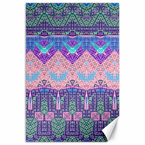 Boho Patchwork Violet Pink Green Canvas 24  x 36  from ArtsNow.com 23.35 x34.74  Canvas - 1