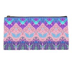 Boho Patchwork Violet Pink Green Pencil Case from ArtsNow.com Front