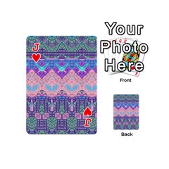 Jack Boho Patchwork Violet Pink Green Playing Cards 54 Designs (Mini) from ArtsNow.com Front - HeartJ