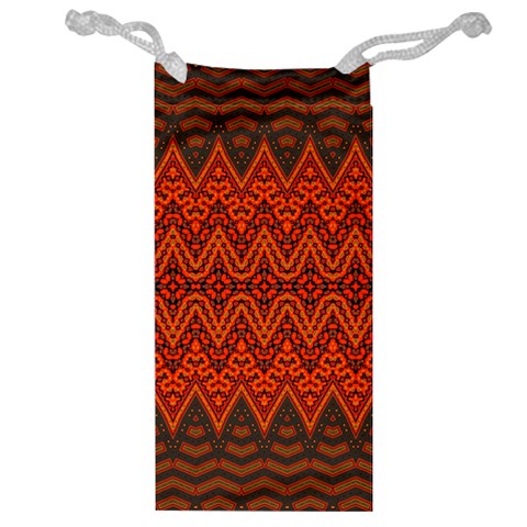 Boho Rust Orange Brown Pattern Jewelry Bag from ArtsNow.com Front