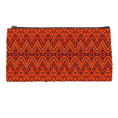 Boho Rust Orange Brown Pattern Pencil Case from ArtsNow.com Front