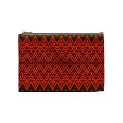 Boho Rust Orange Brown Pattern Cosmetic Bag (Medium) from ArtsNow.com Front