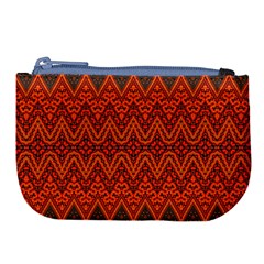 Boho Rust Orange Brown Pattern Large Coin Purse from ArtsNow.com Front