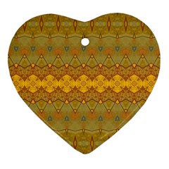 Boho Old Gold Pattern Heart Ornament (Two Sides) from ArtsNow.com Front