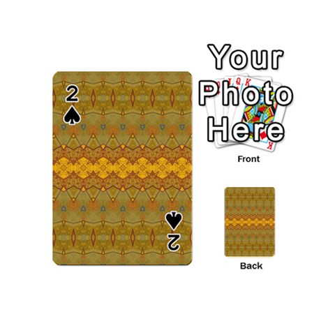 Boho Old Gold Pattern Playing Cards 54 Designs (Mini) from ArtsNow.com Front - Spade2