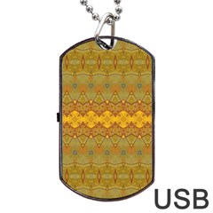 Boho Old Gold Pattern Dog Tag USB Flash (Two Sides) from ArtsNow.com Front