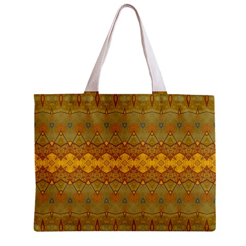 Boho Old Gold Pattern Zipper Mini Tote Bag from ArtsNow.com Front