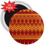 Boho Red Gold Pattern 3  Magnets (10 pack) 