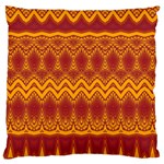 Boho Red Gold Pattern Large Flano Cushion Case (Two Sides)