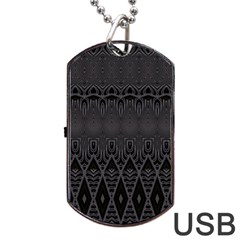 Boho Black Diamonds Dog Tag USB Flash (Two Sides) from ArtsNow.com Back