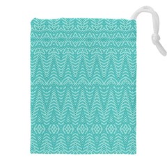 Boho Teal Pattern Drawstring Pouch (5XL) from ArtsNow.com Front