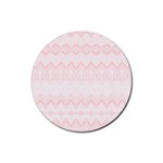 Boho Pastel Pink Pattern Rubber Round Coaster (4 pack) 