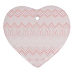 Boho Pastel Pink Pattern Heart Ornament (Two Sides)