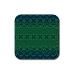 Boho Emerald Green and Blue  Rubber Coaster (Square) 
