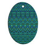 Boho Teal Green Blue Pattern Ornament (Oval)