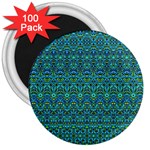 Boho Teal Green Blue Pattern 3  Magnets (100 pack)