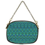 Boho Teal Green Blue Pattern Chain Purse (Two Sides)