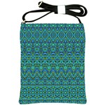 Boho Teal Green Blue Pattern Shoulder Sling Bag