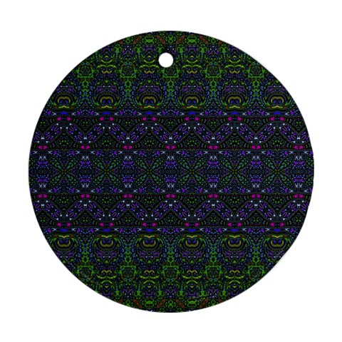 Boho Purple Green Pattern Ornament (Round) from ArtsNow.com Front