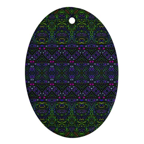 Boho Purple Green Pattern Ornament (Oval) from ArtsNow.com Front