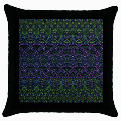 Boho Purple Green Pattern Throw Pillow Case (Black) from ArtsNow.com Front