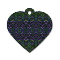 Boho Purple Green Pattern Dog Tag Heart (Two Sides) from ArtsNow.com Back