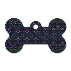 Boho Purple Green Pattern Dog Tag Bone (Two Sides) from ArtsNow.com Back