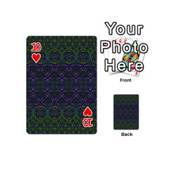 Boho Purple Green Pattern Playing Cards 54 Designs (Mini) from ArtsNow.com Front - Heart10