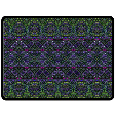 Boho Purple Green Pattern Double Sided Fleece Blanket (Large)  from ArtsNow.com 80 x60  Blanket Front