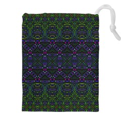 Boho Purple Green Pattern Drawstring Pouch (4XL) from ArtsNow.com Front