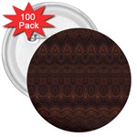 Boho Chocolate Brown 3  Buttons (100 pack) 