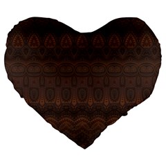 Boho Chocolate Brown Large 19  Premium Heart Shape Cushions from ArtsNow.com Front