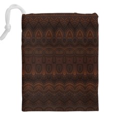 Boho Chocolate Brown Drawstring Pouch (4XL) from ArtsNow.com Back