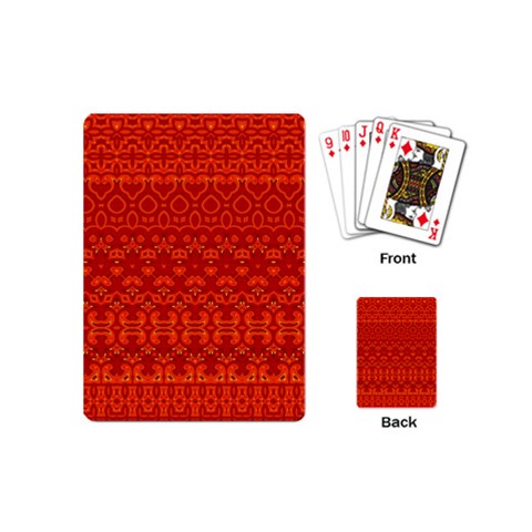 Boho Red Orange Playing Cards Single Design (Mini) from ArtsNow.com Back