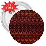 Boho Floral Pattern 3  Buttons (10 pack) 